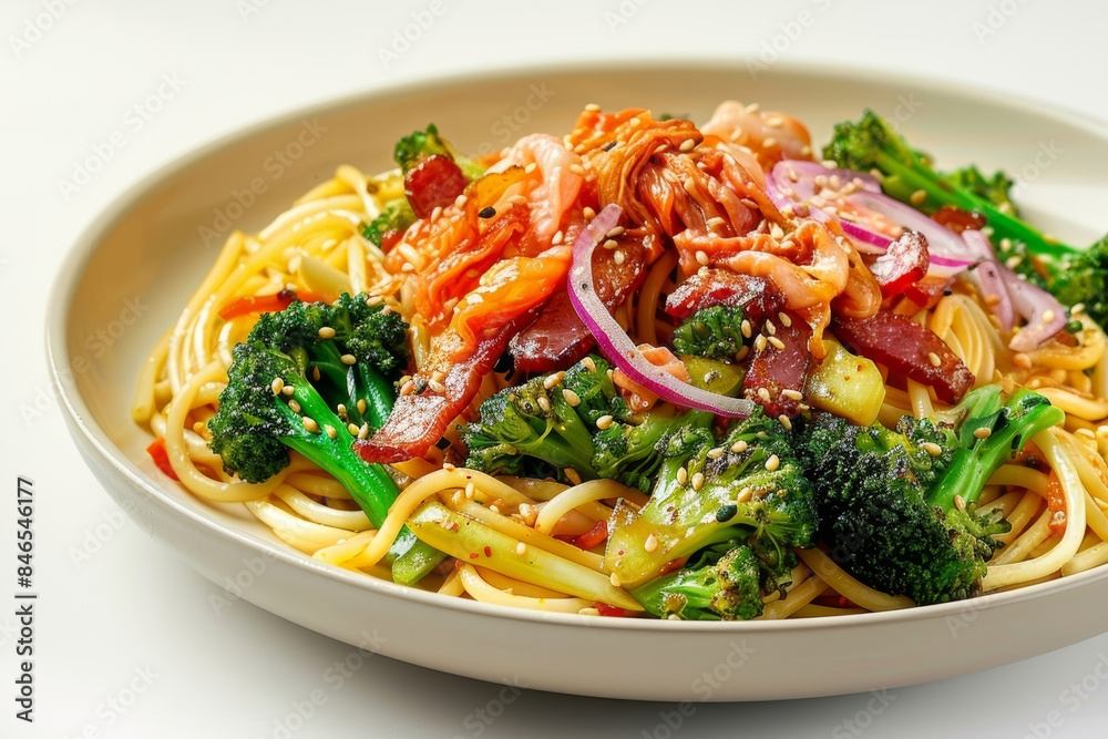 Vibrant Kimchi and Bacon Noodle Stir-Fry Vibrant Kimchi and Bacon Noodle Stir-Fry