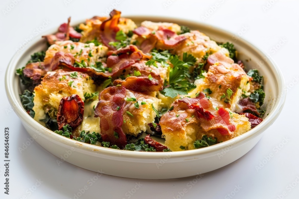Irresistible Bacon and Kale Strata with Sundried Tomatoes and Melted Cheese Irresistible Bacon and Kale Strata with Sundried Tomatoes and Melted Cheese