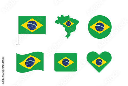 Vector Brazil flag. Set of Brazil Flags Collection. 
