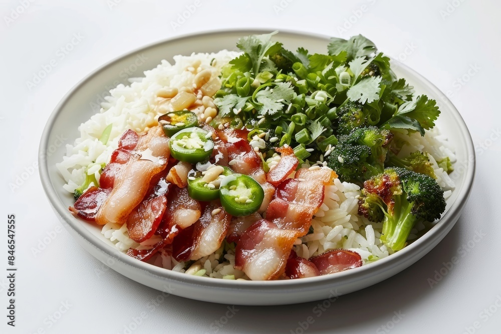 Tasty Brown Rice Bowl with Crispy Bacon and Sweet Sauce Tasty Brown Rice Bowl with Crispy Bacon and Sweet Sauce