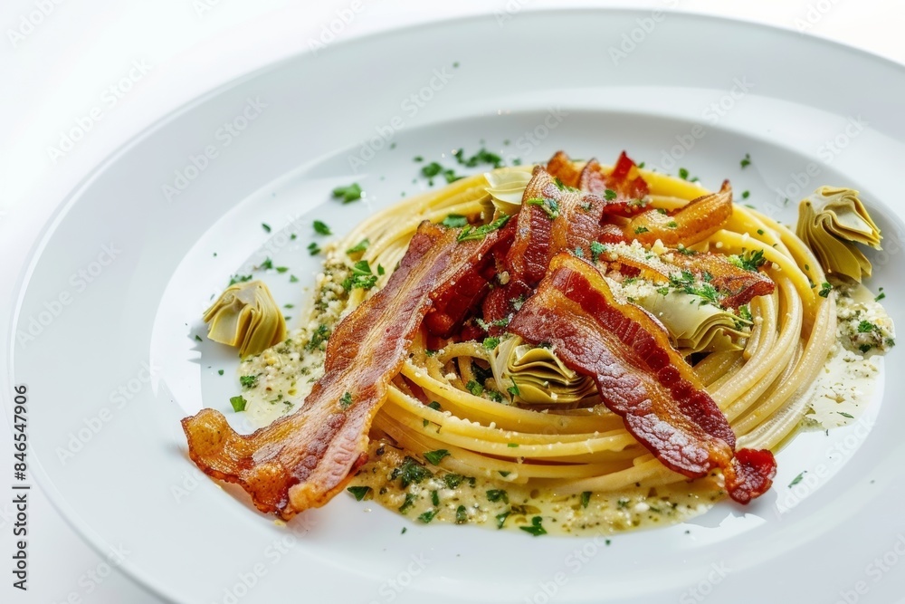 Exquisite Bacon and Artichoke Pasta with Crispy Bacon and Artichoke Hearts Exquisite Bacon and Artichoke Pasta with Crispy Bacon and Artichoke Hearts