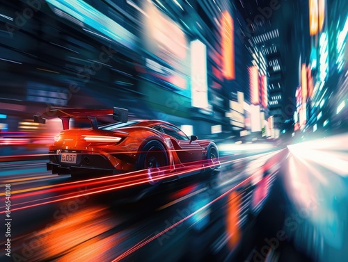 A sport car driving fast th...