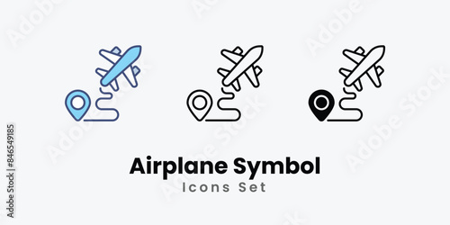 Airplane Symbol icons vector set stock illustration