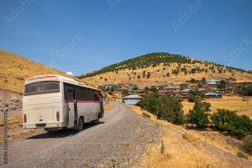 Bus to the village. View of Arguvan villages. Malatya, Türkiye