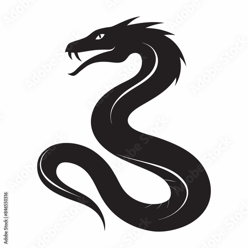 illustration black snake white background