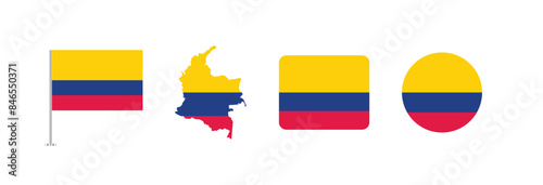 Vector Colombia flag. Set of Colombia Flags Collection. 
