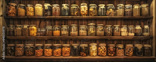 In a zero waste shop, raw food is stored in food containers.