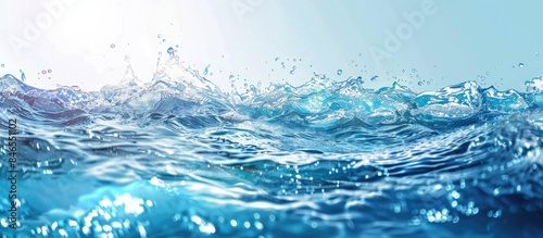 Engaging Summer Banner Background with Clear Water Surface Texture, Waves, and Copy Space for Cosmetics.