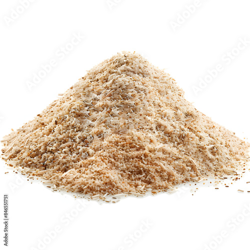 dietary fiber. heap of psyllium husk powder isolated on white isolated on white background, vintage, png photo