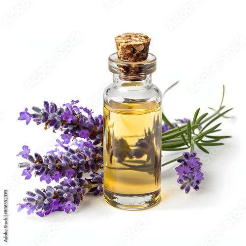 soothing lavender oil isolated on white background, cinematic, png