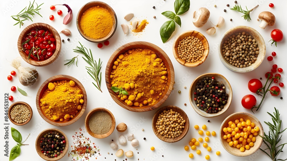 magen flat lay photo realistic de comida de color ocre, tierra y amarilla. Fondo completamente blanco magen flat lay photo realistic de comida de color ocre, tierra y amarilla. Fondo completamente blanco
