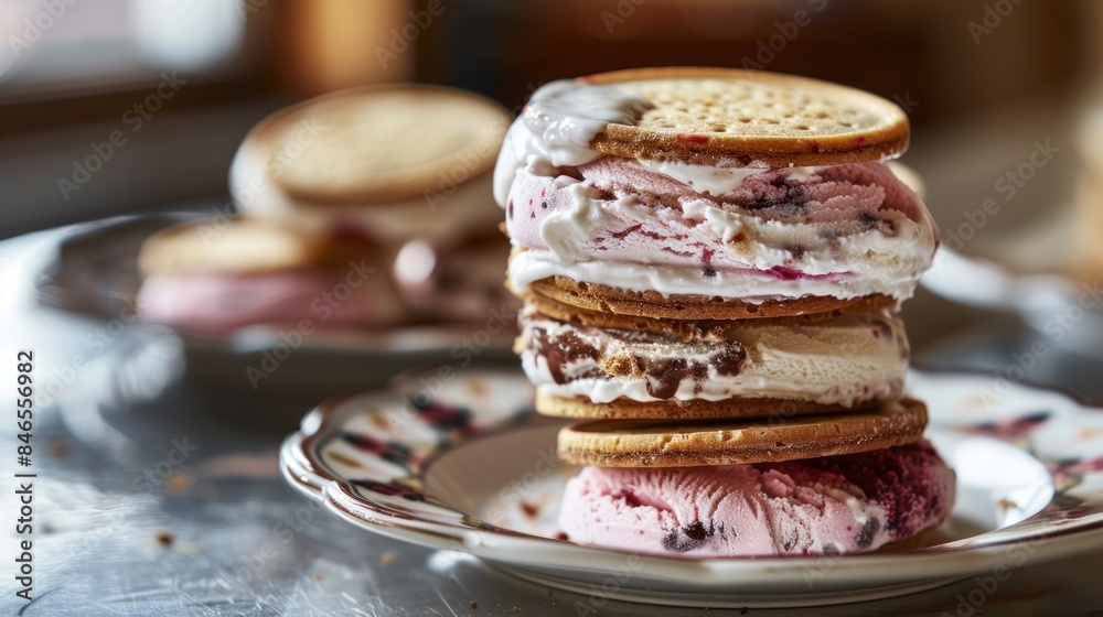 ice cream sandwiches stacked plate ice cream sandwiches stacked plate