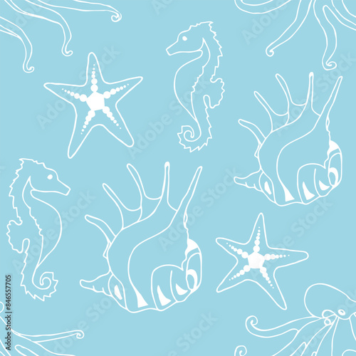 seamless pattern with sea animals