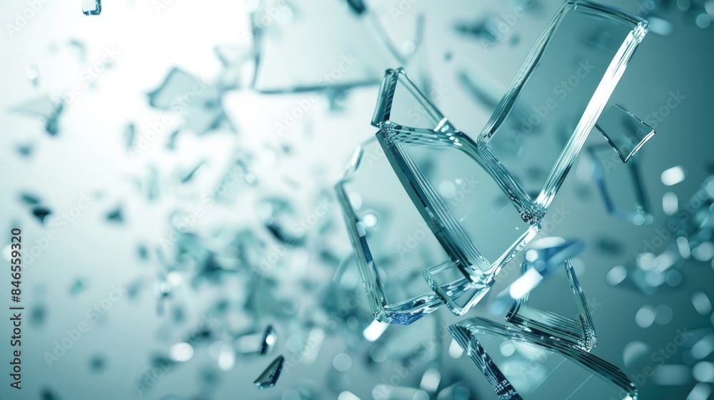 Cracked glass shards flying Cracked glass shards flying
