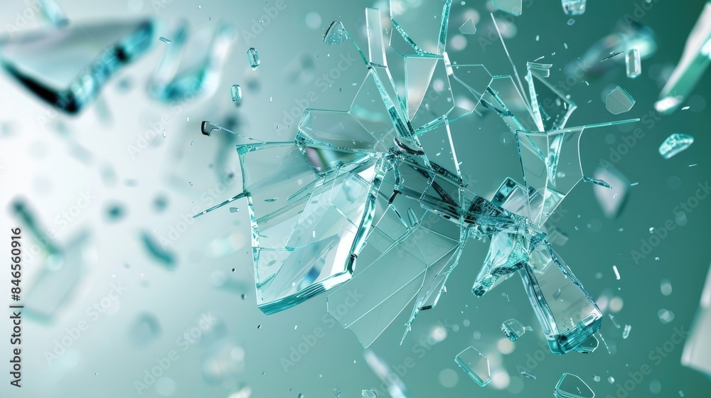 Cracked glass shards flying Cracked glass shards flying