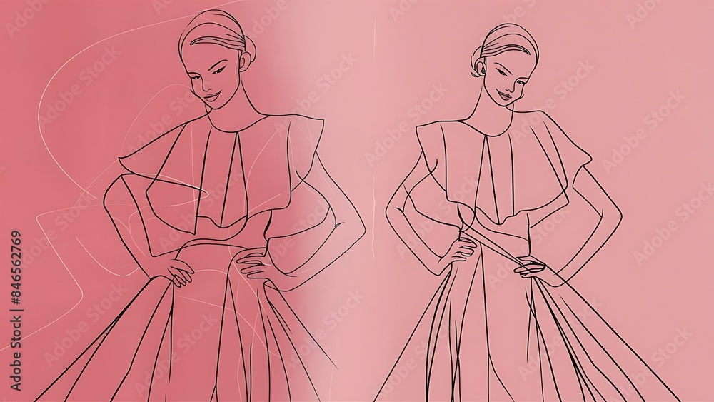 Pink Minimal Line Art Fashion Woman Poster Pink Minimal Line Art Fashion Woman Poster
