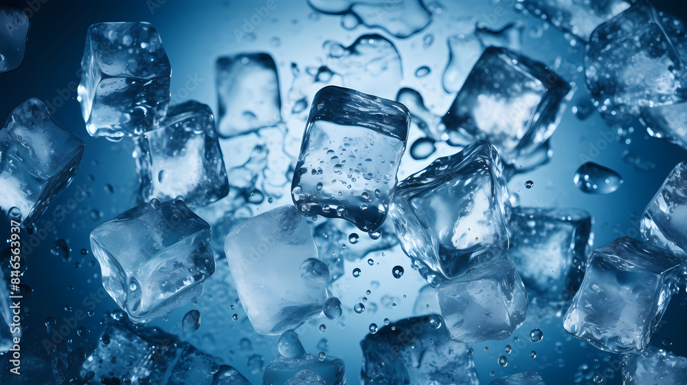 Ice cubes on blue background Ice cubes on blue background