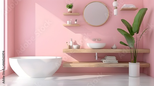 Minimalist Pastel Pink Bath...