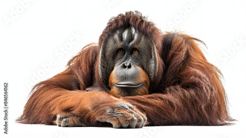 png orangutan wildlife monkey mammal isolated on white background, simple style, png