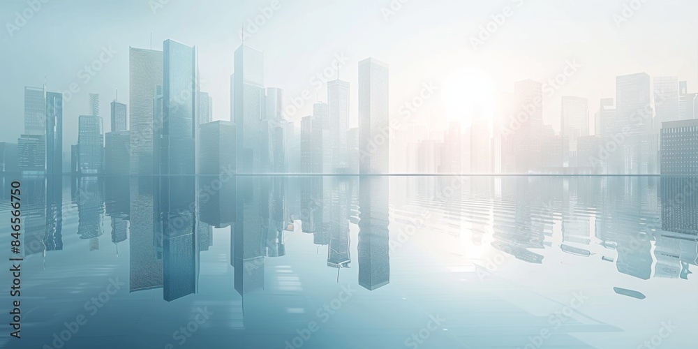 Minimalist Illustration of a Smart City Skyline, Urban Landscape on a Light Background, Ideal for Corporate and Business graphic, banner design, brochure, pattern design, web, background template