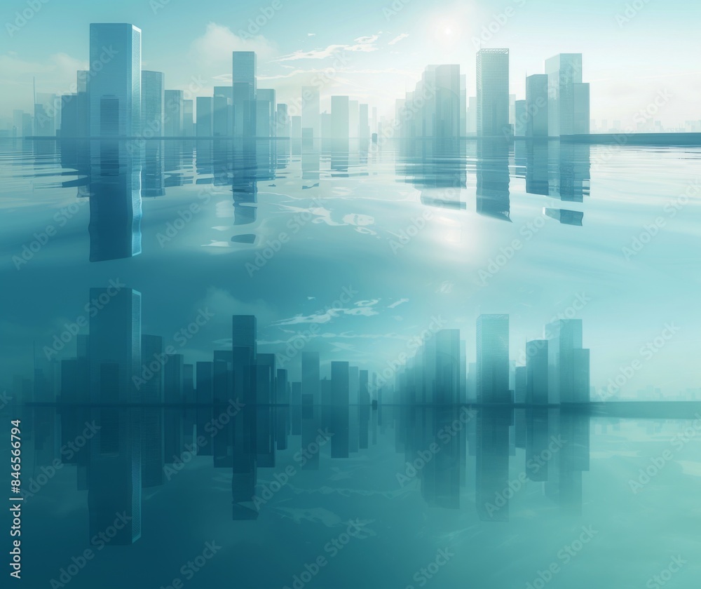 Minimalist Illustration of a Smart City Skyline, Urban Landscape on a Light Background, Ideal for Corporate and Business graphic, banner design, brochure, pattern design, web, background template