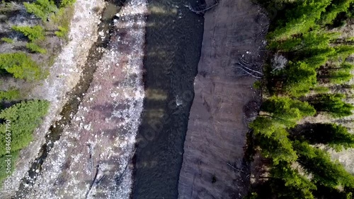 Small river flowing with trees beside it