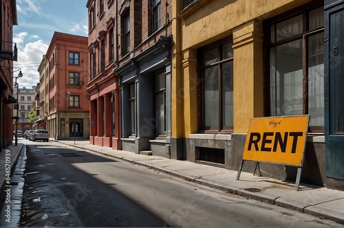 a city street with a rental sign representing the current problem of holiday homes in cities