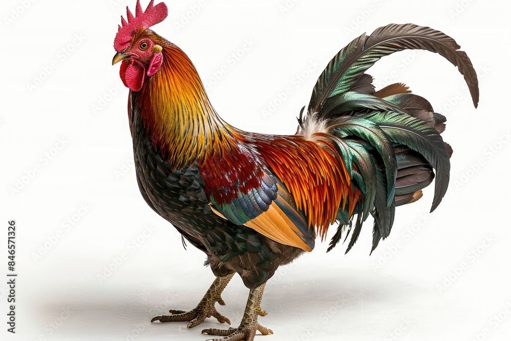 Fototapeta premium A big rooster with a white background