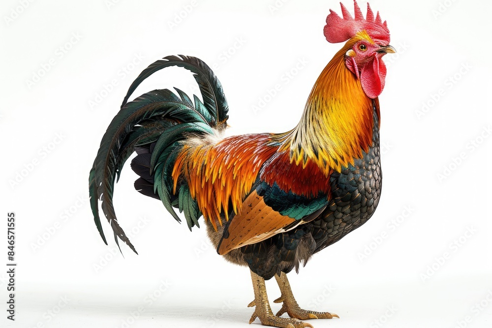 Fototapeta premium A big rooster with a white background
