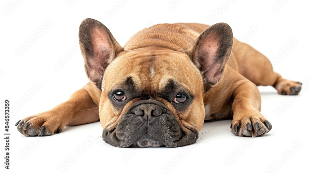 Obraz premium french bulldog laying over white background