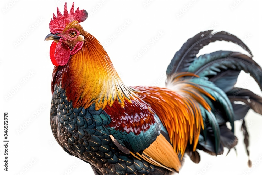 A big rooster with a white background A big rooster with a white background