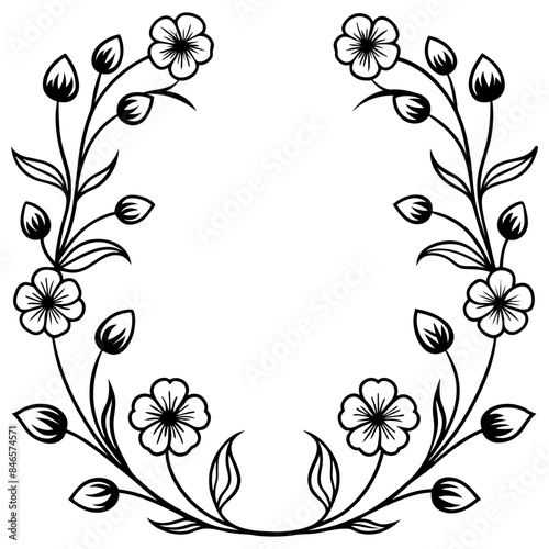 flower wreath. flower branch. floral element. nature silhouette