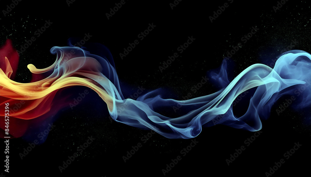 Smoke flying in outer space, on a black background, with empty place for inscription Smoke flying in outer space, on a black background, with empty place for inscription