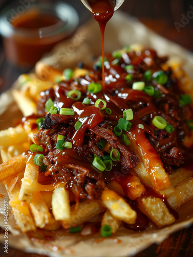 Loaded BBQ Cheese Fries with Green Onions