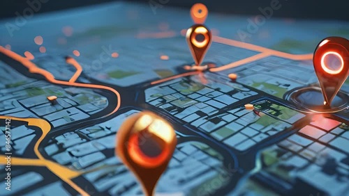 Smart Transport Logistics Digital Map Featuring AI-Enhanced GPS and Delivery Points