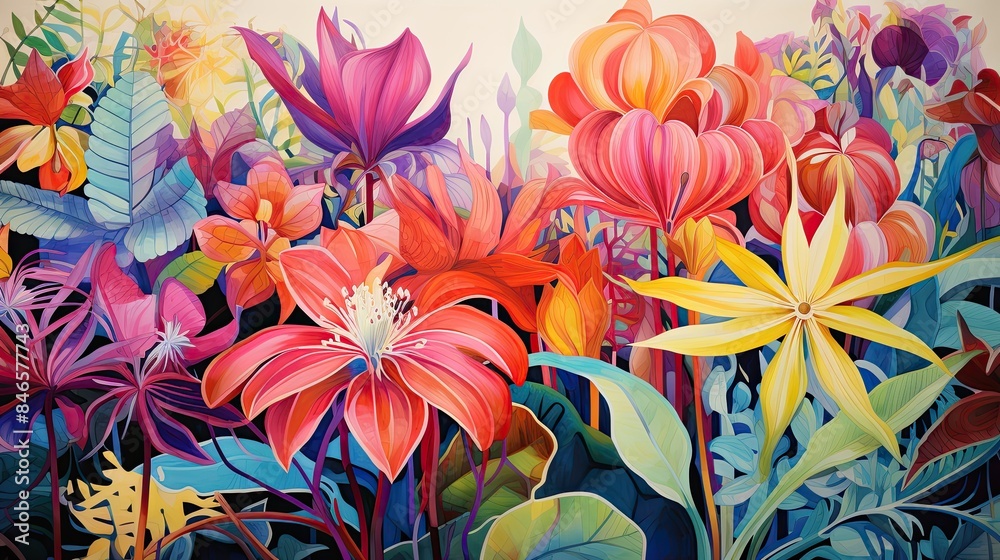 illustration of bright large flowers