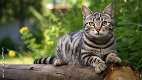a American shorthair cat outdoor photo