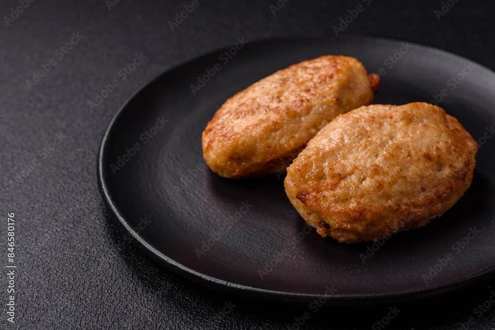 Delicious fresh fried minced cutlets with spices and herbs Delicious fresh fried minced cutlets with spices and herbs