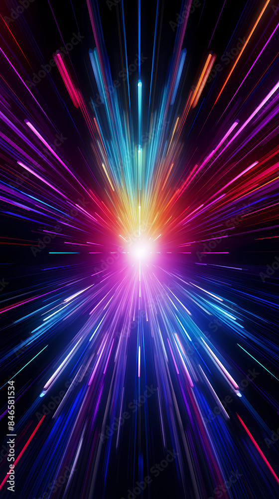Naklejka premium Colored light radiates outward from the center