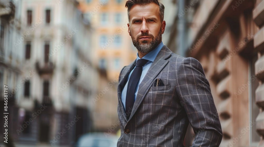 Serious businessman in a sleek suit AI generated Serious businessman in a sleek suit AI generated