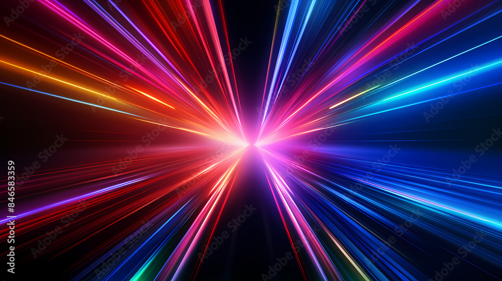 Colored light radiates outward from the center Colored light radiates outward from the center