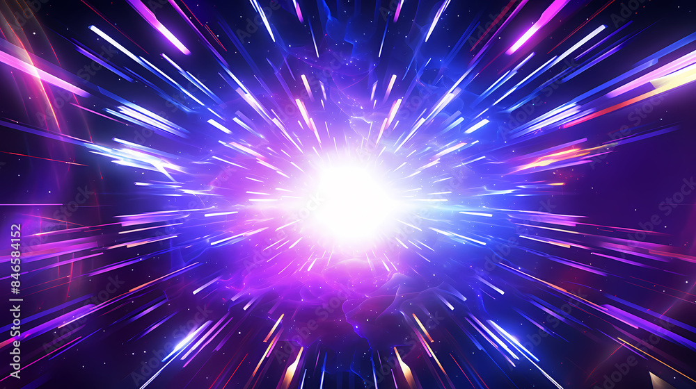Colored light radiates outward from the center Colored light radiates outward from the center