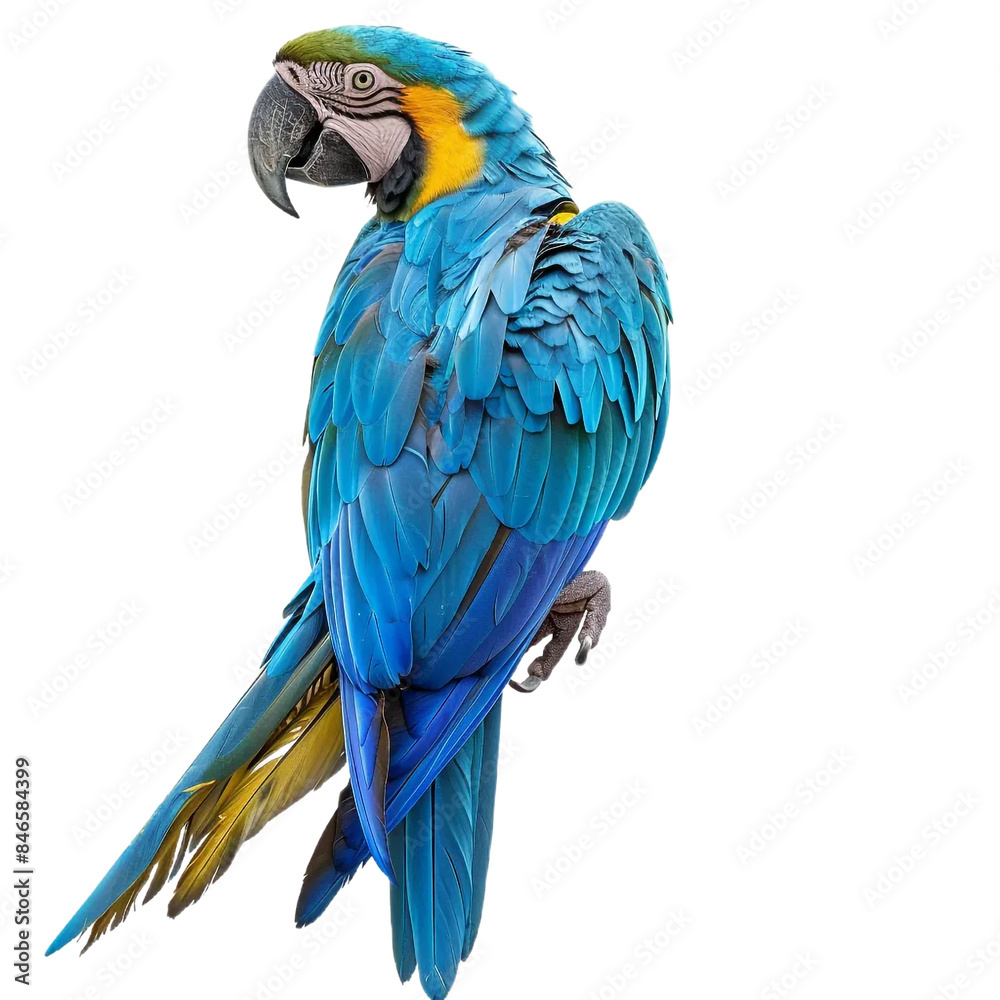 Obraz premium blue and yellow macaw isolated on a transparent background,