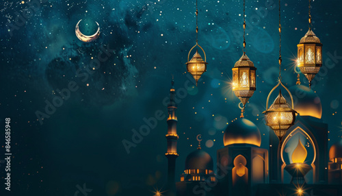 islamic 3D Minaret,Dome and Mosque for Eid background