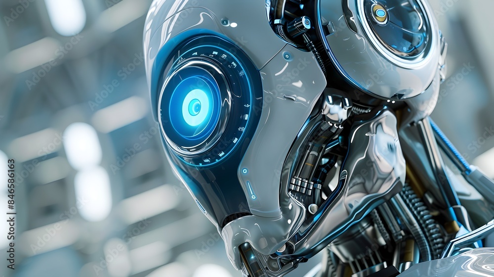 Fototapeta premium Sleek and Intelligent Futuristic Assistant in Cinematic Sci Fi Setting