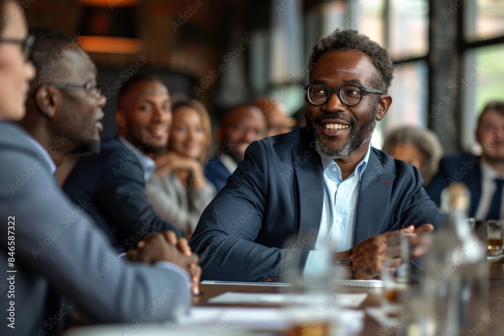 Diverse Professionals Engage in Lively Discussion in a Sophisticated Boardroom Setting Generative AI Diverse Professionals Engage in Lively Discussion in a Sophisticated Boardroom Setting Generative AI