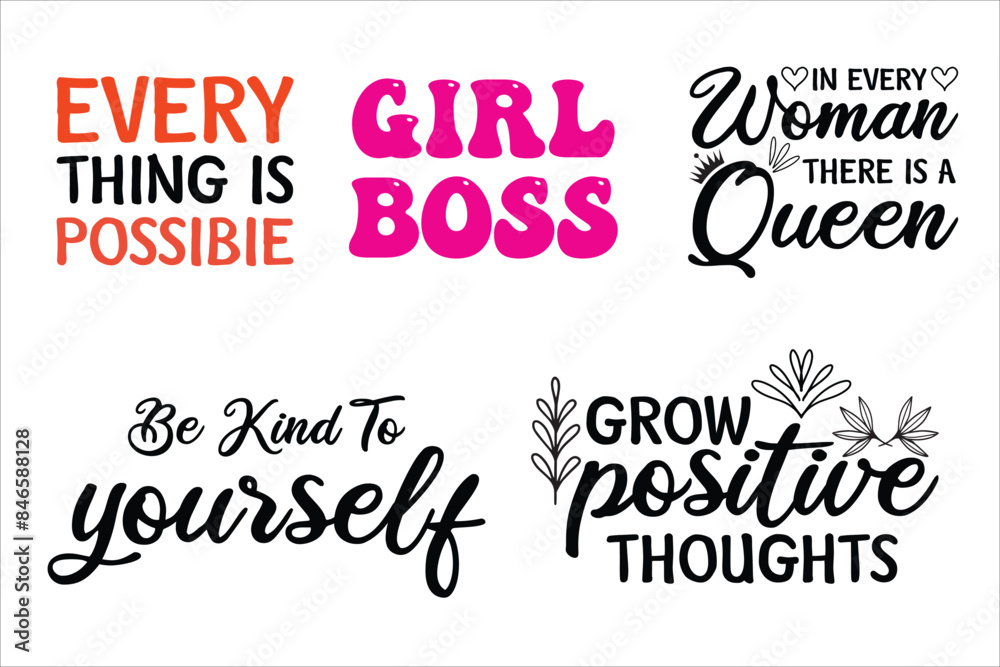 Fototapeta premium Women Typography T Shirt Design Bundle