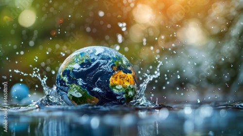 Earth Splashing into Water - A Symbol of Life and Nature  Generative AI