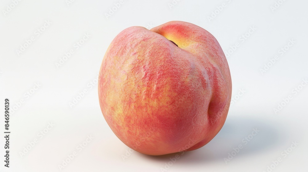 Ripe Peach with Vivid Colors on a White Background, Generative AI Ripe Peach with Vivid Colors on a White Background, Generative AI