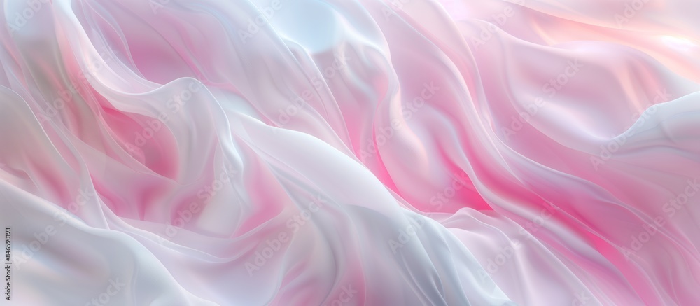 Obraz premium 柔らかなピンクの布の波が広がる抽象的なデザイン 
